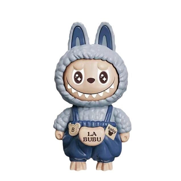 Labubu Keychain with Changeable Faces, Cartoon Key Chain for Bag Charms Handbag Purse Backpack Accessories-Green