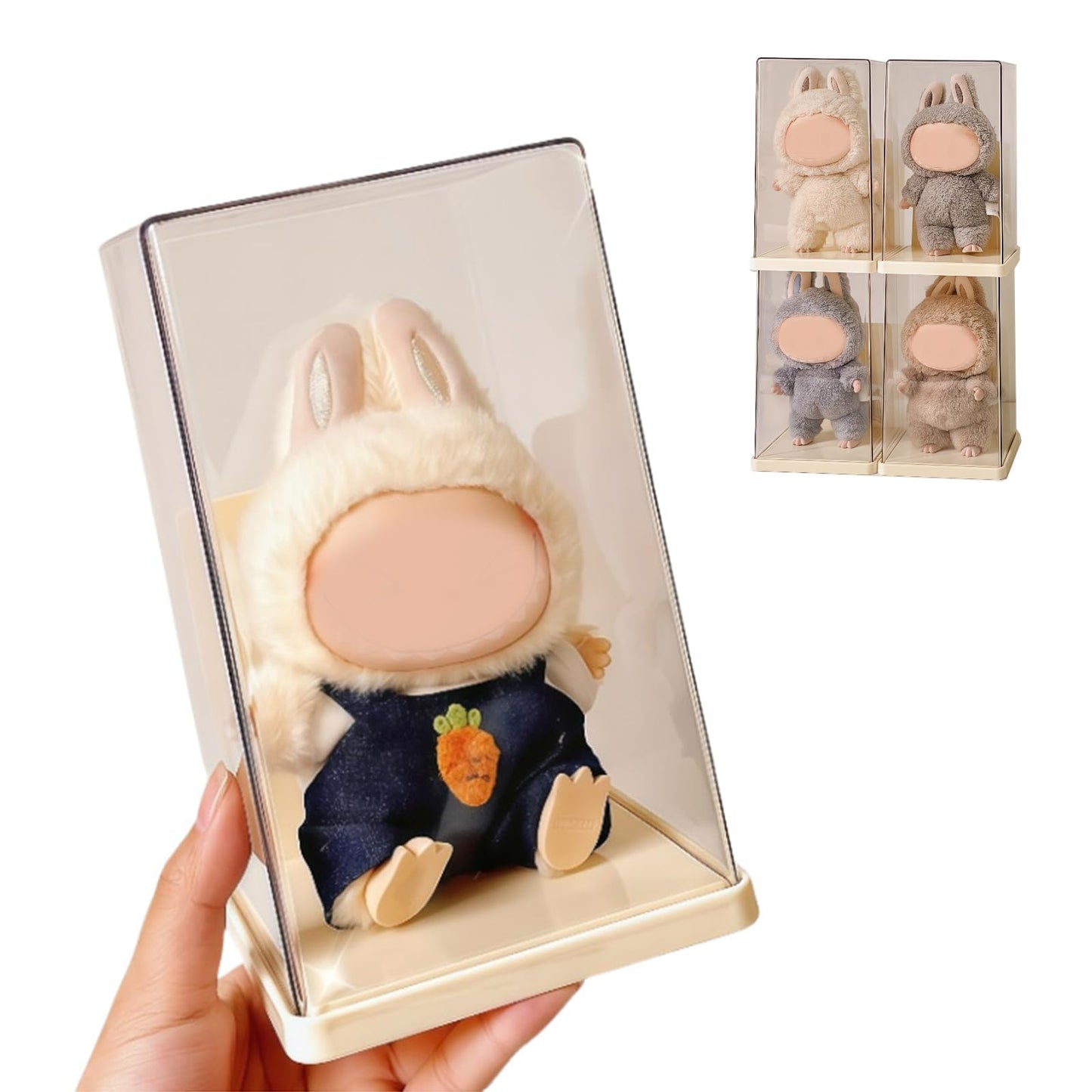 Rotating Display Case - 360° Clear Figure & Keychain Display Case with Dust Proof Cover,for 17/15cm Plush Dolls, Stackable Holder Display Shelf for Collectibles,NO Dolls (Rotate)