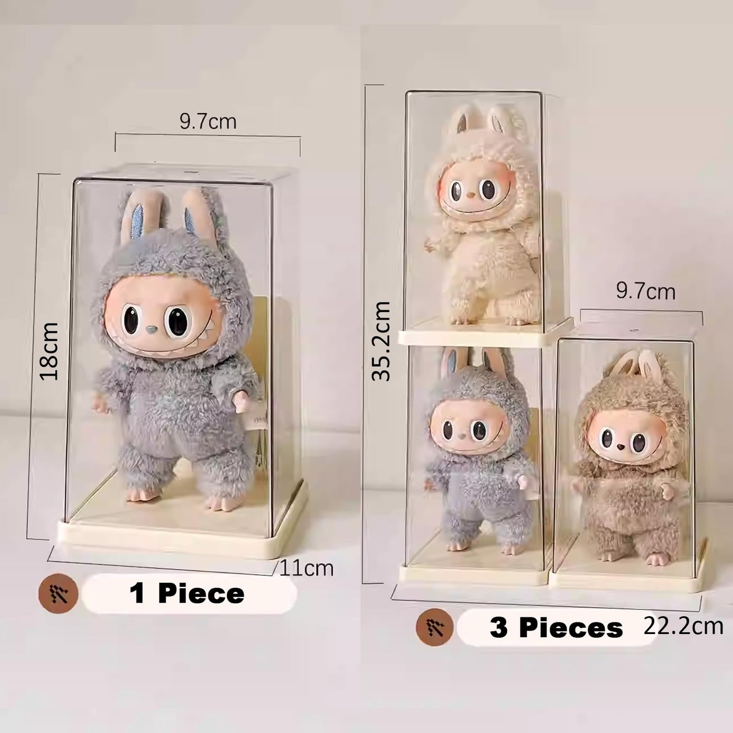 Rotating Display Case - 360° Clear Figure & Keychain Display Case with Dust Proof Cover,for 17/15cm Plush Dolls, Stackable Holder Display Shelf for Collectibles,NO Dolls (Rotate)