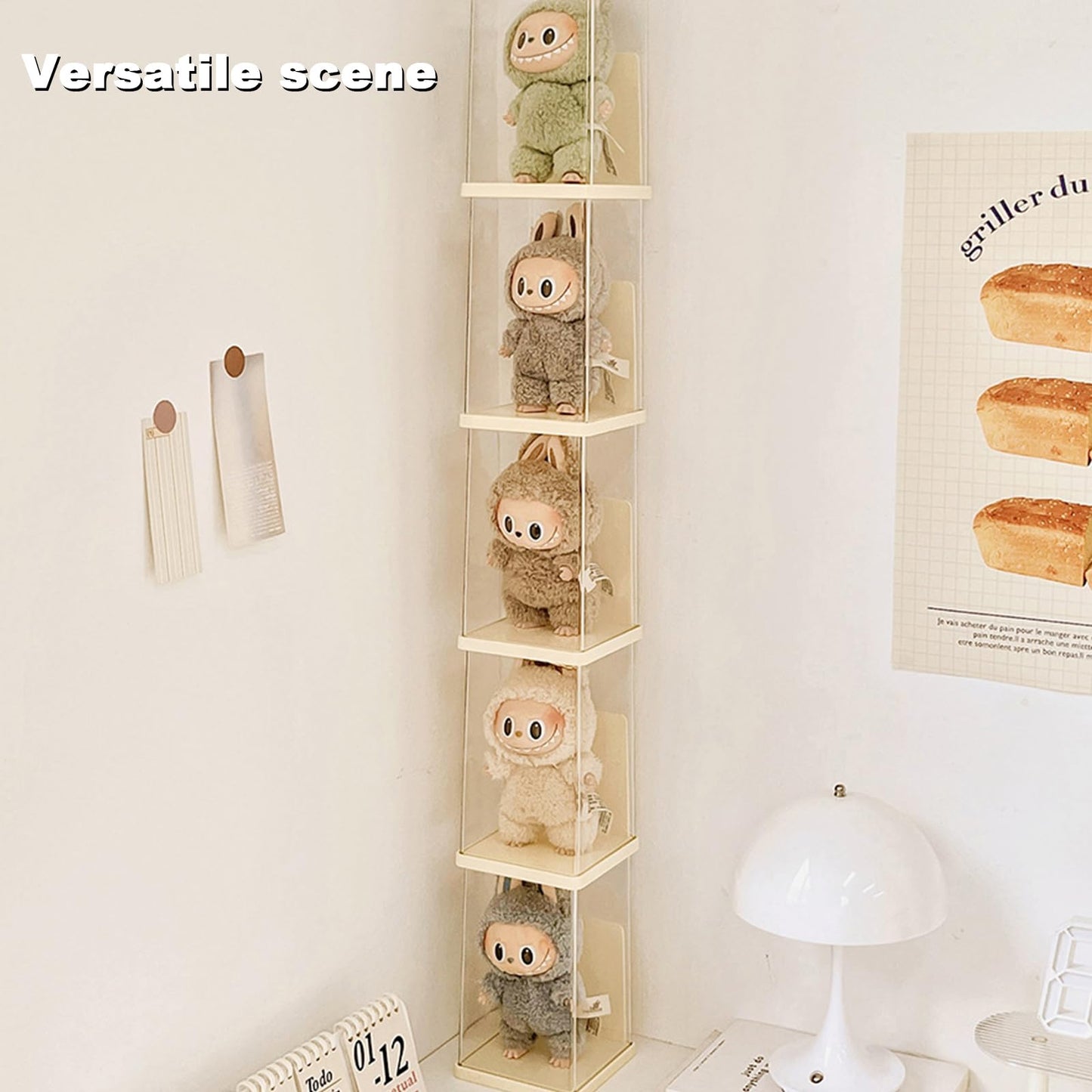 Rotating Display Case - 360° Clear Figure & Keychain Display Case with Dust Proof Cover,for 17/15cm Plush Dolls, Stackable Holder Display Shelf for Collectibles,NO Dolls (Rotate)