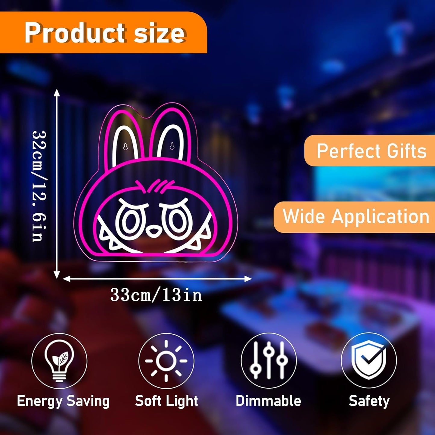 Cartoon Lab Neon Sign, Dimmable Pink Cute Lab Light up Sign Girls Room Wall Decor LED Signs for Party Prop Birthday Decor Collection Hanging Accessory Decor Gifts(13 * 12.6in)