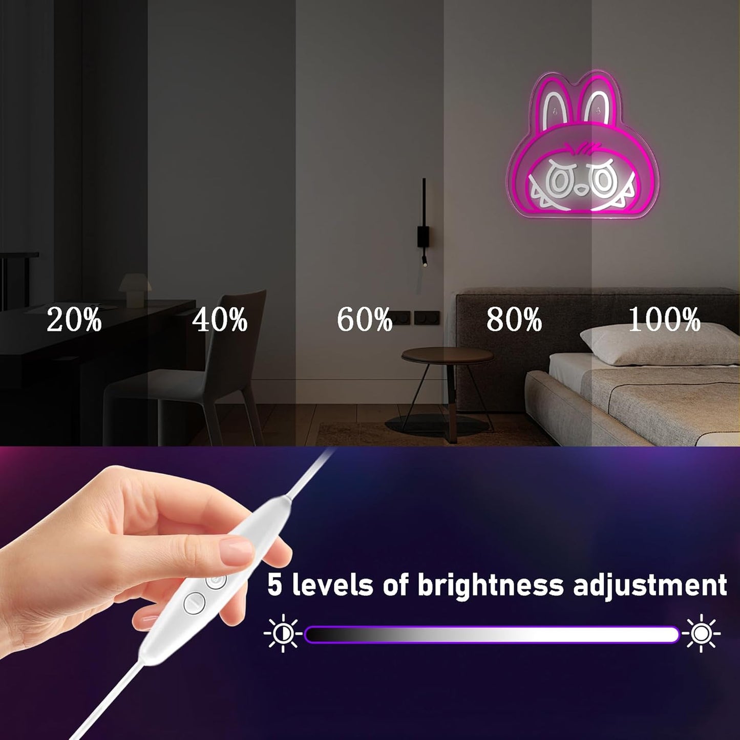 Cartoon Lab Neon Sign, Dimmable Pink Cute Lab Light up Sign Girls Room Wall Decor LED Signs for Party Prop Birthday Decor Collection Hanging Accessory Decor Gifts(13 * 12.6in)