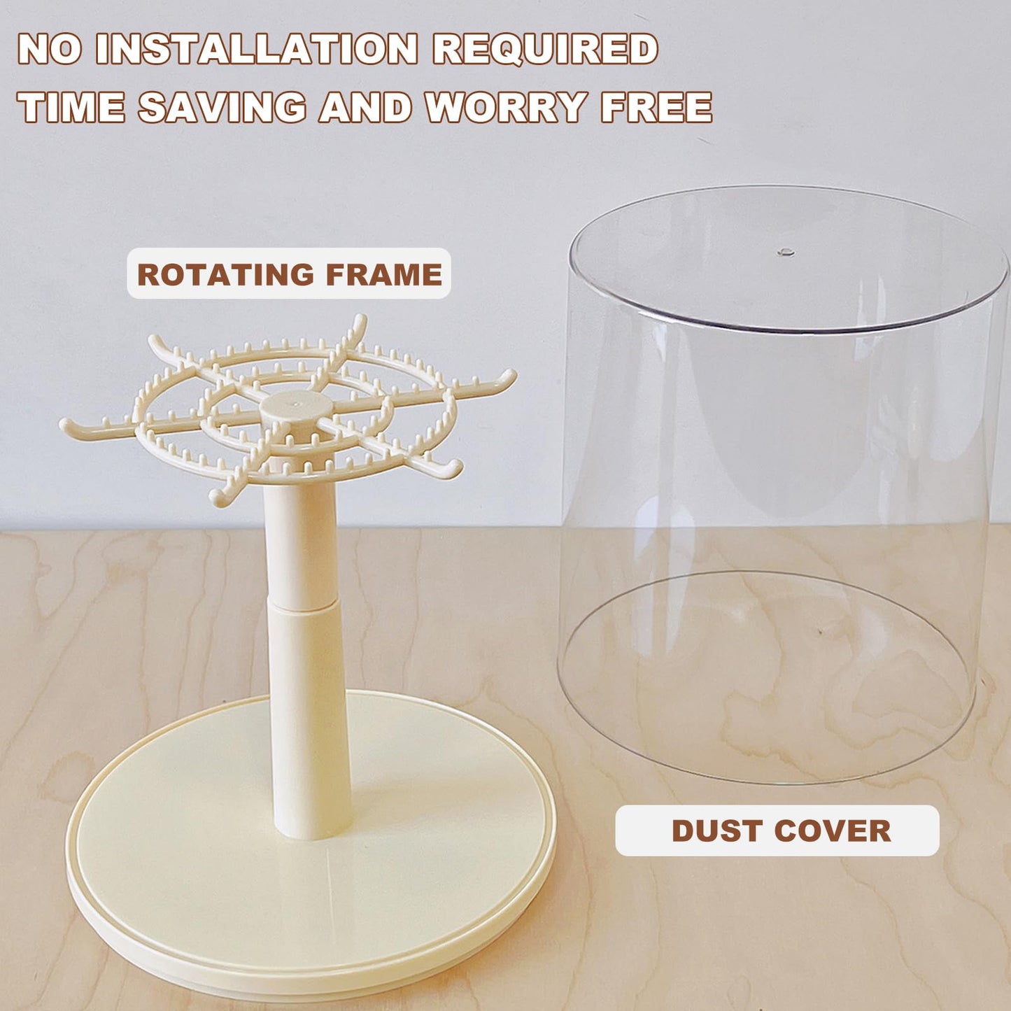 Rotating Display Case - 360° Clear Figure & Keychain Display Case with Dust Proof Cover,for 17/15cm Plush Dolls, Stackable Holder Display Shelf for Collectibles,NO Dolls (Rotate)