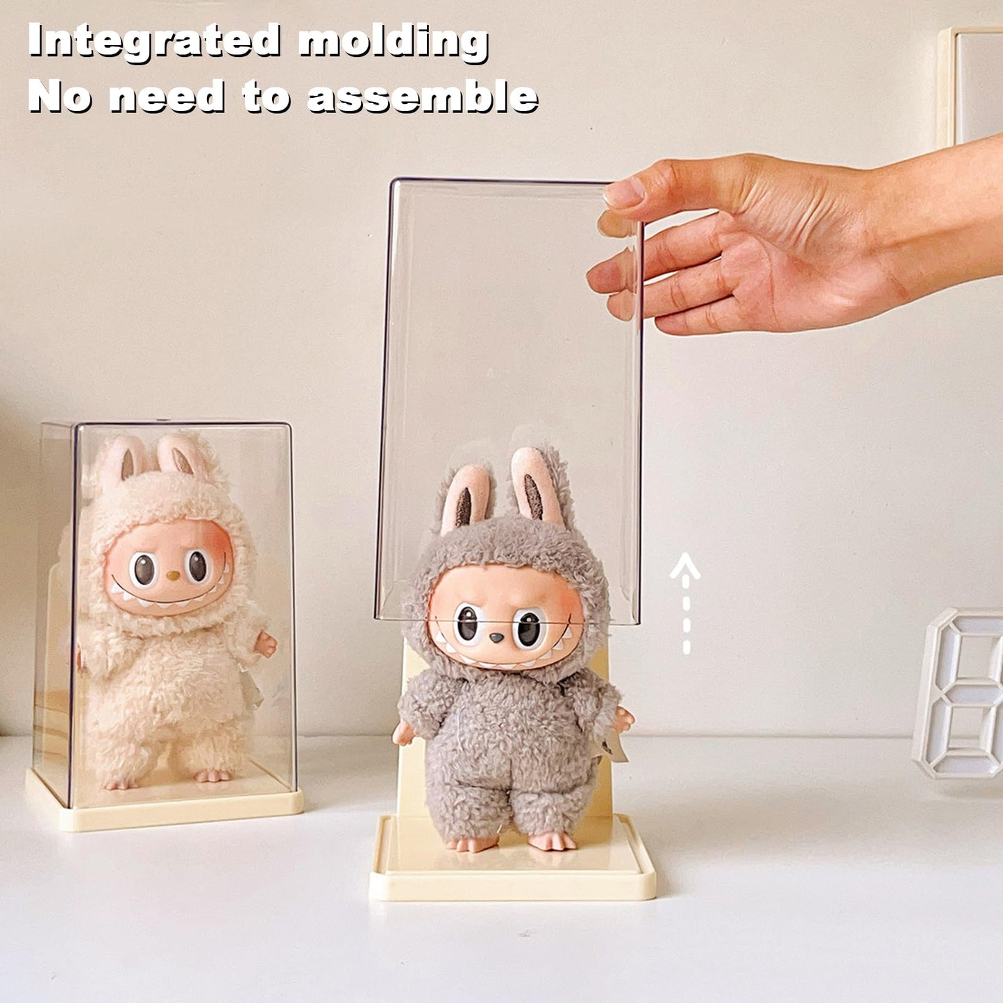 Rotating Display Case - 360° Clear Figure & Keychain Display Case with Dust Proof Cover,for 17/15cm Plush Dolls, Stackable Holder Display Shelf for Collectibles,NO Dolls (Rotate)