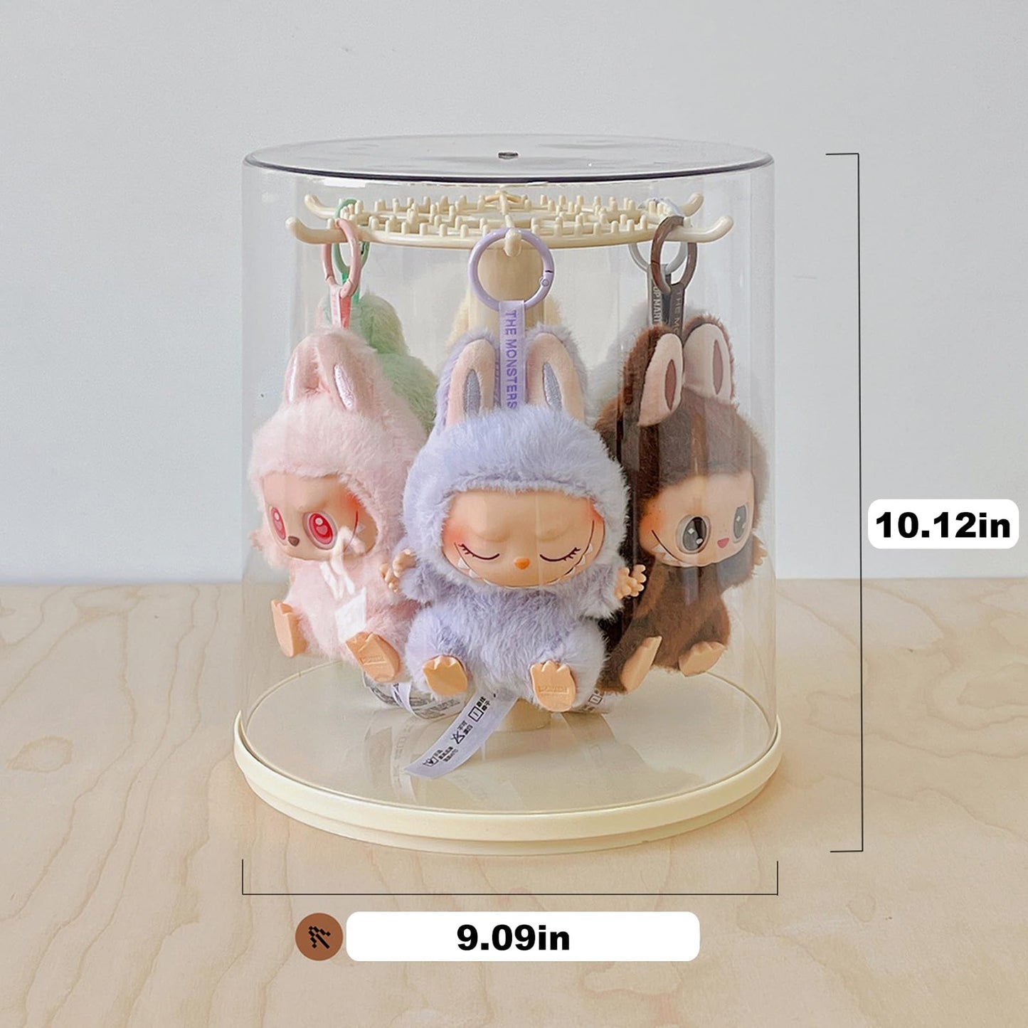 Rotating Display Case - 360° Clear Figure & Keychain Display Case with Dust Proof Cover,for 17/15cm Plush Dolls, Stackable Holder Display Shelf for Collectibles,NO Dolls (Rotate)