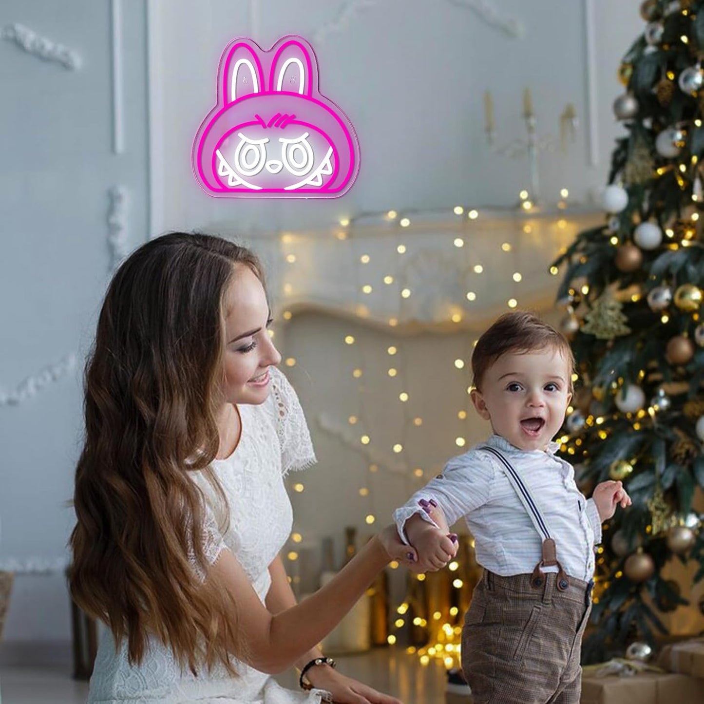Cartoon Lab Neon Sign, Dimmable Pink Cute Lab Light up Sign Girls Room Wall Decor LED Signs for Party Prop Birthday Decor Collection Hanging Accessory Decor Gifts(13 * 12.6in)