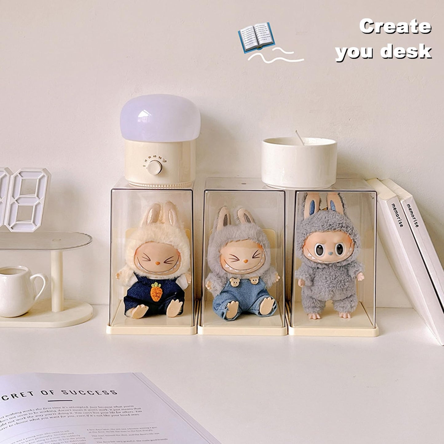 Rotating Display Case - 360° Clear Figure & Keychain Display Case with Dust Proof Cover,for 17/15cm Plush Dolls, Stackable Holder Display Shelf for Collectibles,NO Dolls (Rotate)