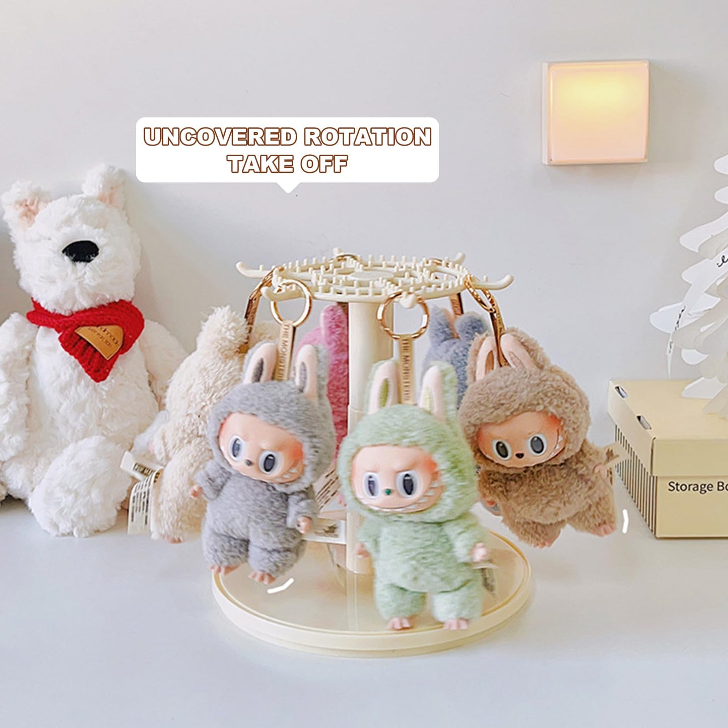 Rotating Display Case - 360° Clear Figure & Keychain Display Case with Dust Proof Cover,for 17/15cm Plush Dolls, Stackable Holder Display Shelf for Collectibles,NO Dolls (Rotate)