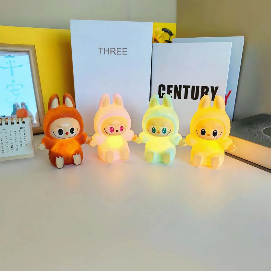 Labubu Night Light Cartoon Cute Children Toy Gift Diy Resin Car Labubu Model Soft Glow Bedside Companion for Sleep