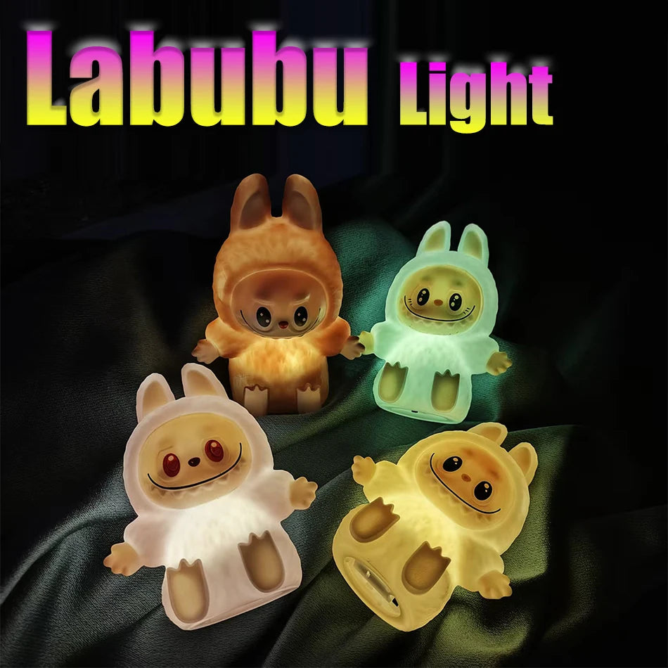 Labubu Night Light Cartoon Cute Children Toy Gift Diy Resin Car Labubu Model Soft Glow Bedside Companion for Sleep