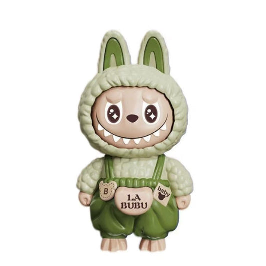Labubu Keychain with Changeable Faces, Cartoon Key Chain for Bag Charms Handbag Purse Backpack Accessories-Green