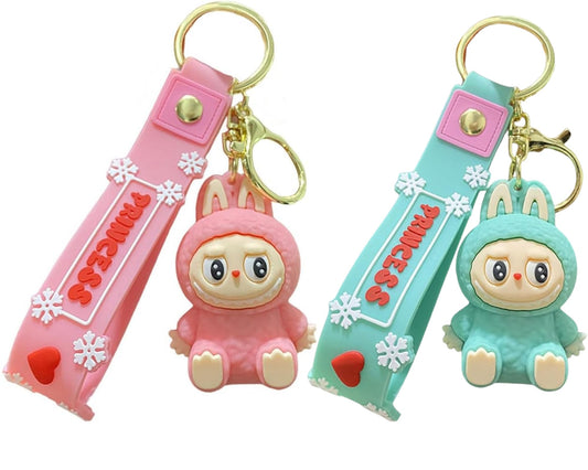 2Pcs Cute La bubu Keychains – Cool Pendant Accessories, Kawaii Key Ring for Purse, Backpack, Car Charms for Women & Kids