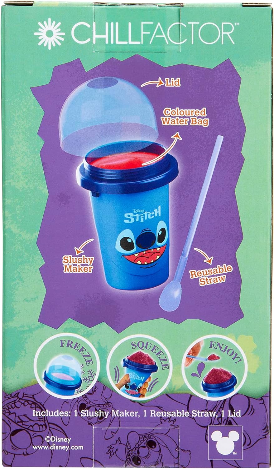 Disney Stitch Slushy Maker Cup - Chill Factor Original Slushie Maker Cup Makes Frozen Slushies, Smoothies, Milkshakes and More