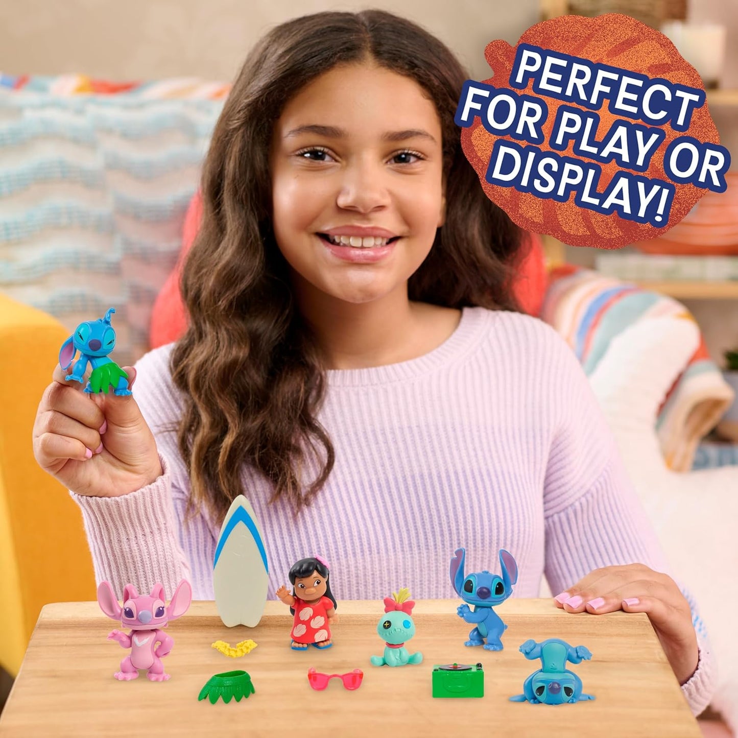 Just Play Disney Stitch Collectible Figure Set with Accessories, 11-Pieces, 2-inch Figurines, Includes Stitch, Lilo, Angel, & Scrump, Collectible Toys, Home Decoration, Kids Ages 3 and Up