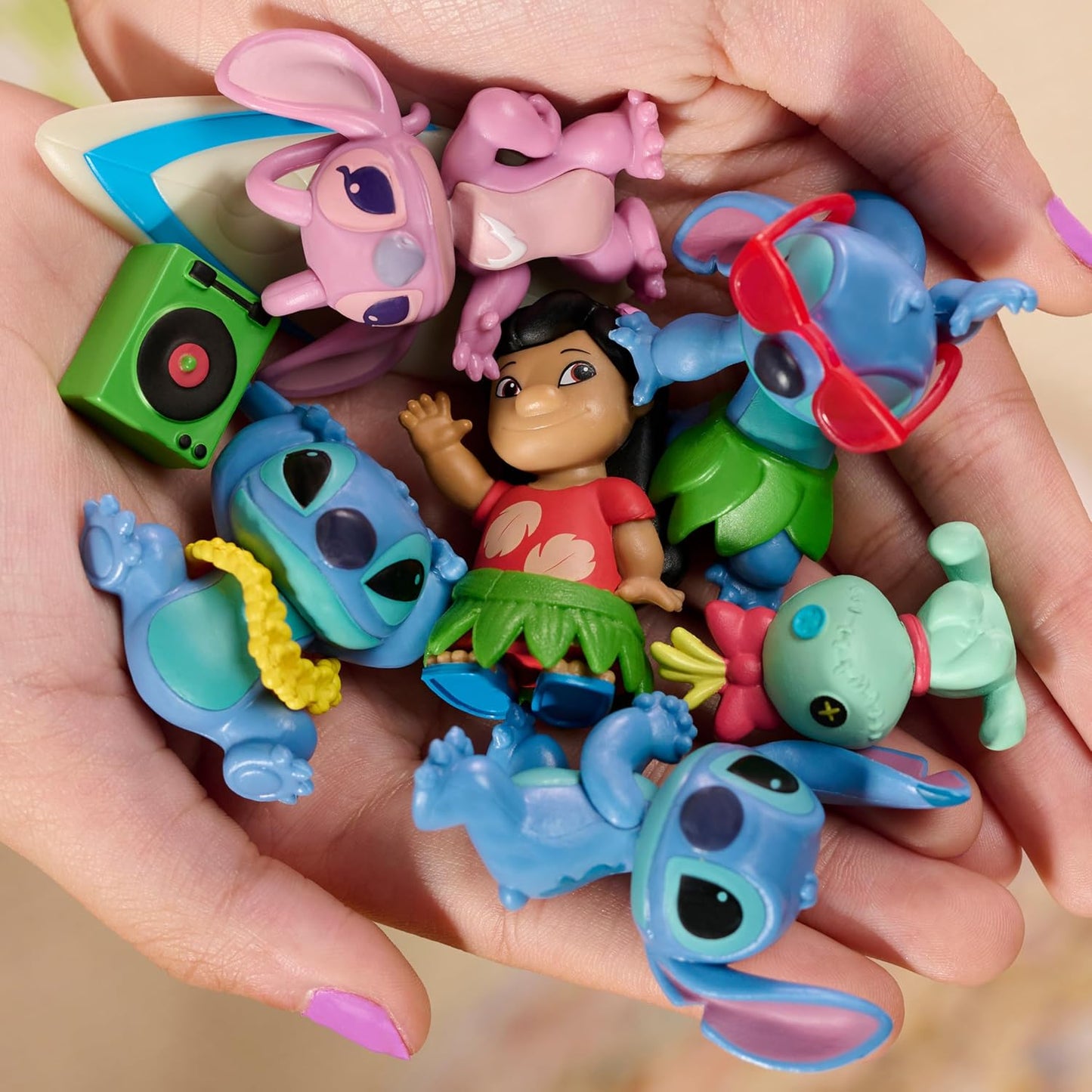 Just Play Disney Stitch Collectible Figure Set with Accessories, 11-Pieces, 2-inch Figurines, Includes Stitch, Lilo, Angel, & Scrump, Collectible Toys, Home Decoration, Kids Ages 3 and Up