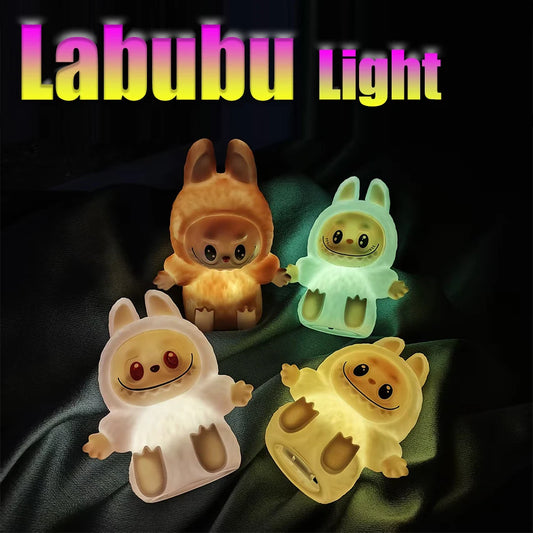 Labubu Night Light Cartoon Cute Children Toy Gift Diy Resin Car Labubu Model Soft Glow Bedside Companion for Sleep